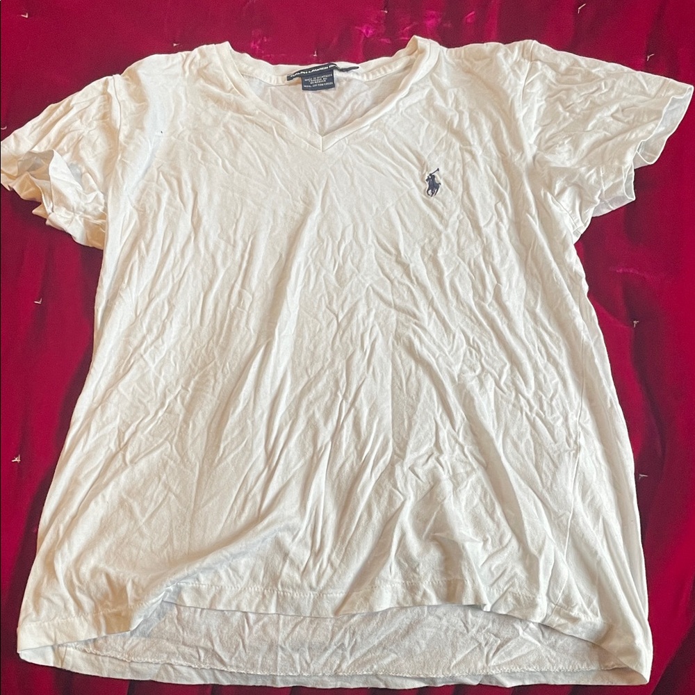 Ralph Lauren White V-Neck Tee